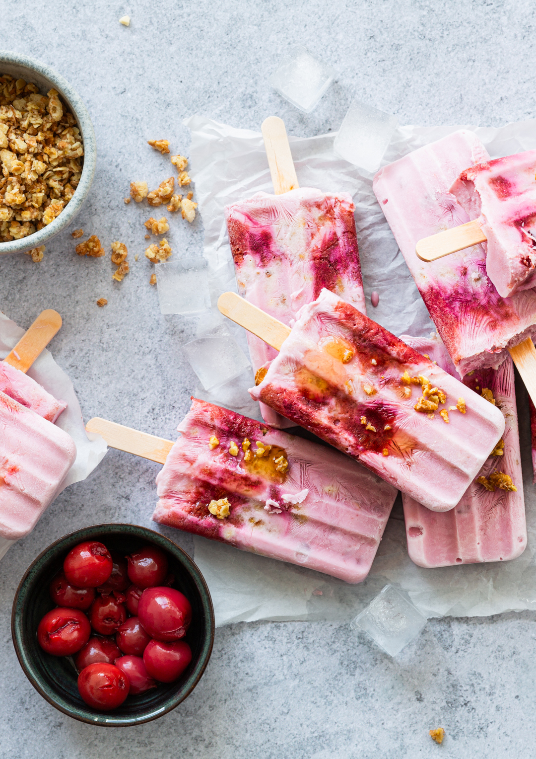 Frozen Ice Cubes with Granola